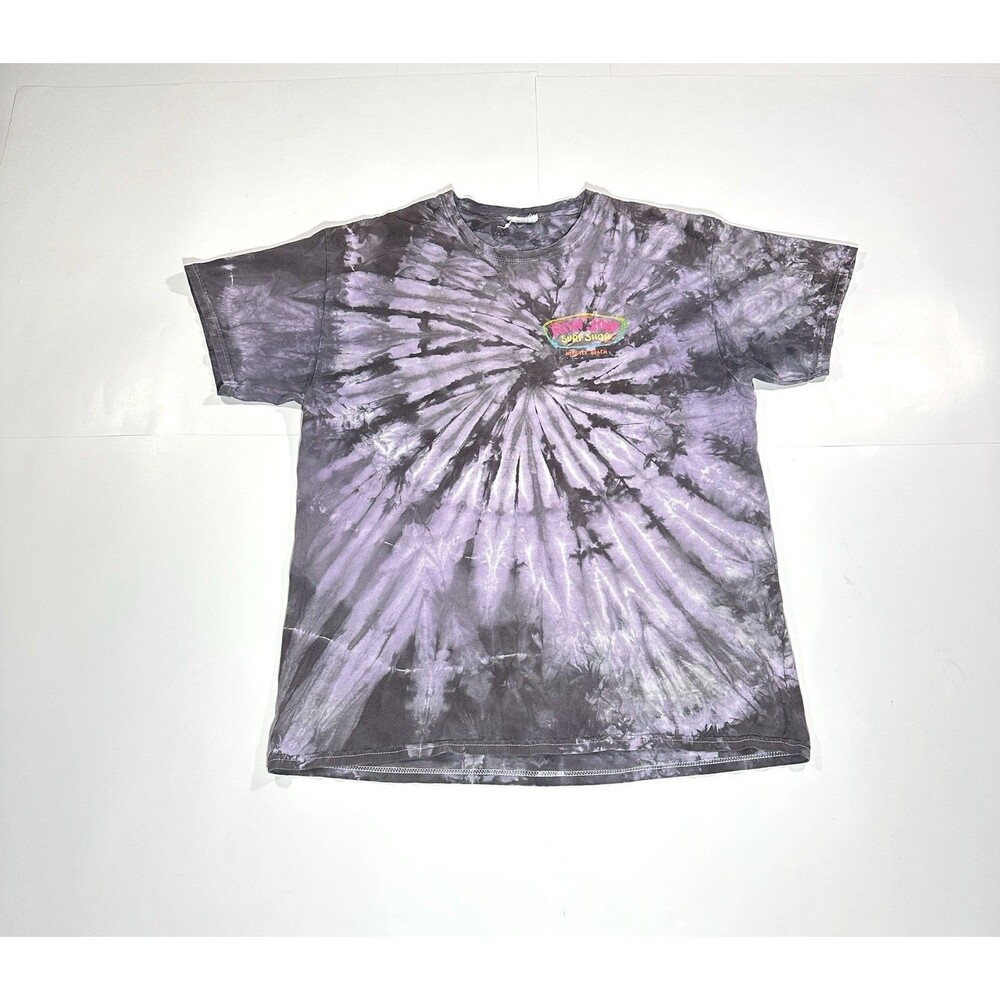 Vintage 90s Ron Jon Surf Shop T-Shirt Myrtle Beach Tie Dye Purple Graphic Large